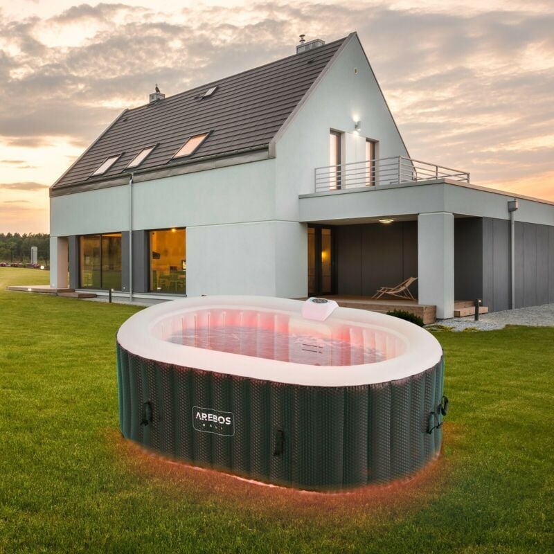 foto del prodotto arebos in-outdoor whirlpool spa piscina benessere massaggio ovale mit led 2400 w