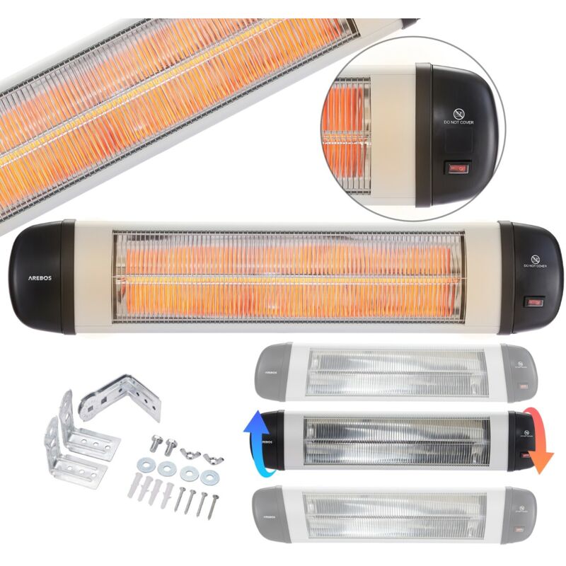 foto del prodotto arebos - riscaldatore a infrarossi 2500 w uso in interni e all'aperto argento