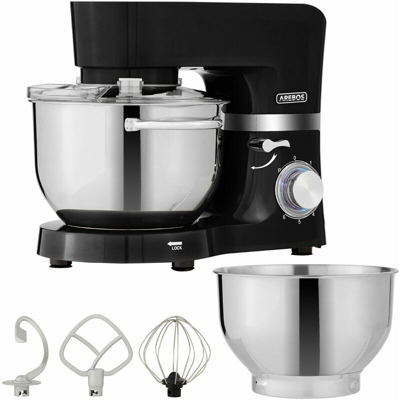 foto del prodotto arebos robot da cucina 1500w con 2 x ciotole in acciaio inossidabile i 6 gradini