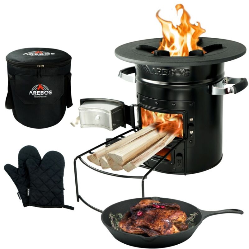 foto del prodotto arebos rocket cooker inkl. grillpanna bbq rocket stove campingk k