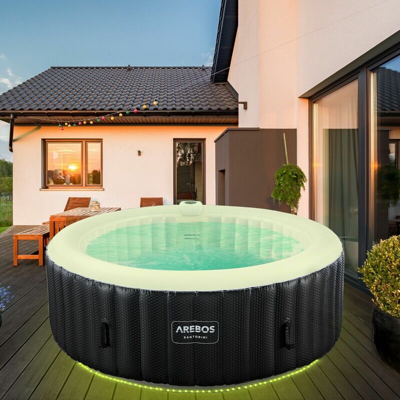 foto del prodotto arebos vasca idromassaggio gonfiabile whirlpool piscina rotondo con led 208 cm