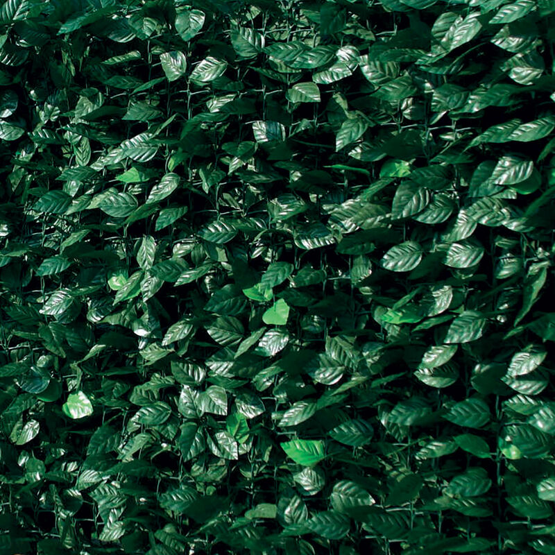 foto del prodotto arella siepe sintetica artificiale 1,5x3m in pvc con rete ombreggiante ranieri foglie di lauro