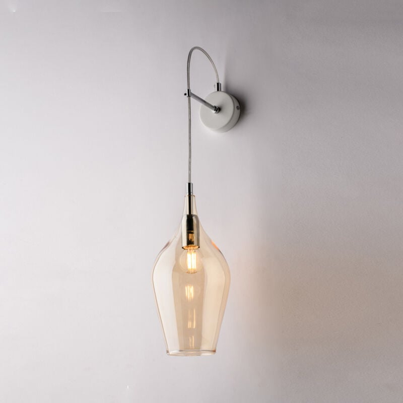 foto del prodotto ares applique in ferro con vetro ambra pyrex 1 luce .14 p.21 bl273 ap1 am