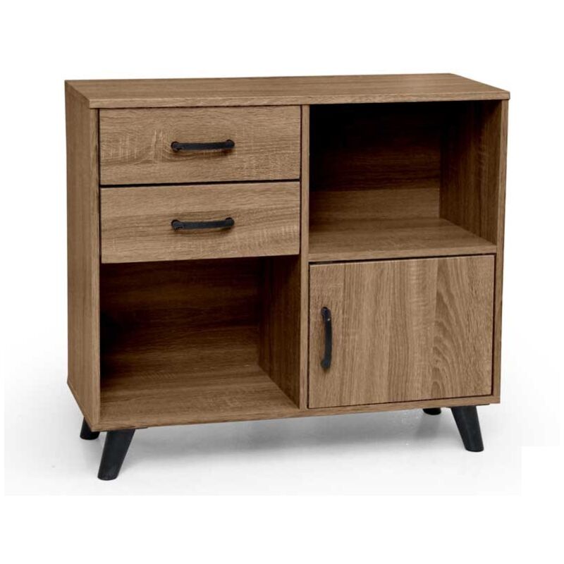 foto del prodotto ares mobile in legno con 2 cassetti e anta 80 x 30 x 70 cm colore noce