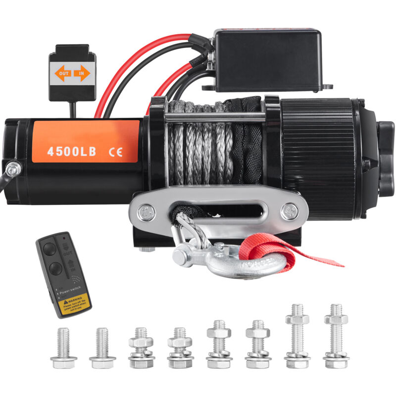 foto del prodotto argano elettrico 12v 4500 lb, corda in nylon, ip55 1 4 x 39 piedi argano atv utv con telecomando wireless e passacavo per traino jeep fuoristrada