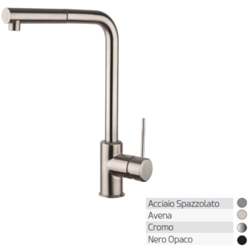 foto del prodotto argo pin miscelatore monocomando lavello con doccia estraibile in ottone finitura cromo rubinetto con doccino per lavandino cucina