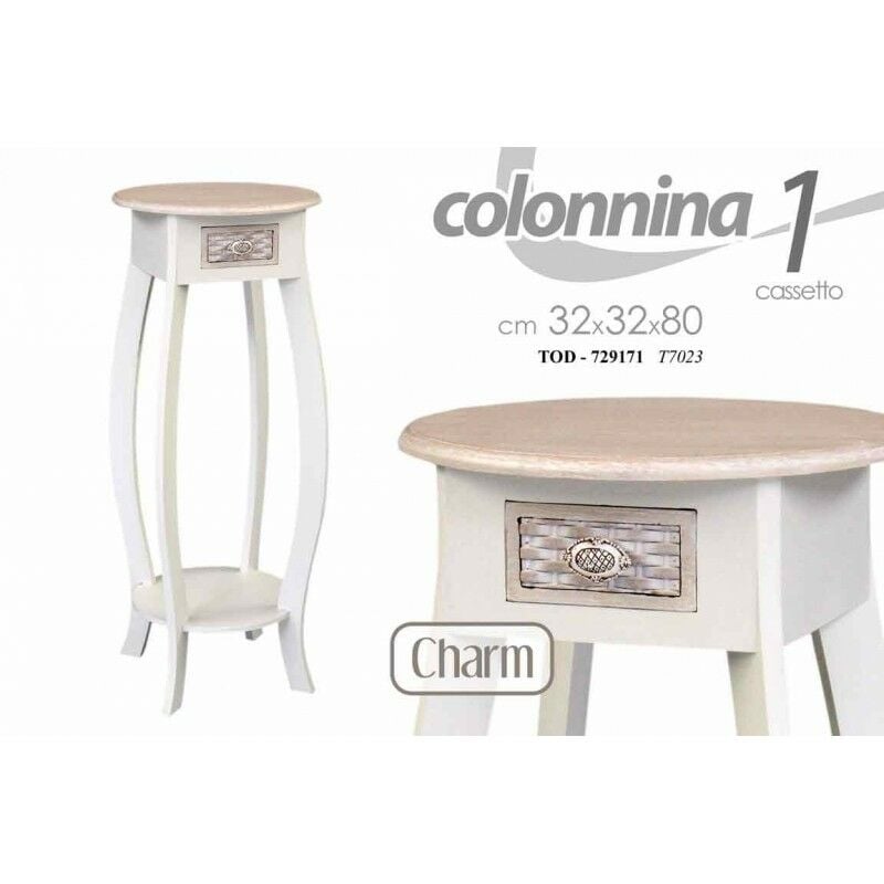 foto del prodotto argonauta colonnina charm con top tondo 32x32x80 cm bianco e crema