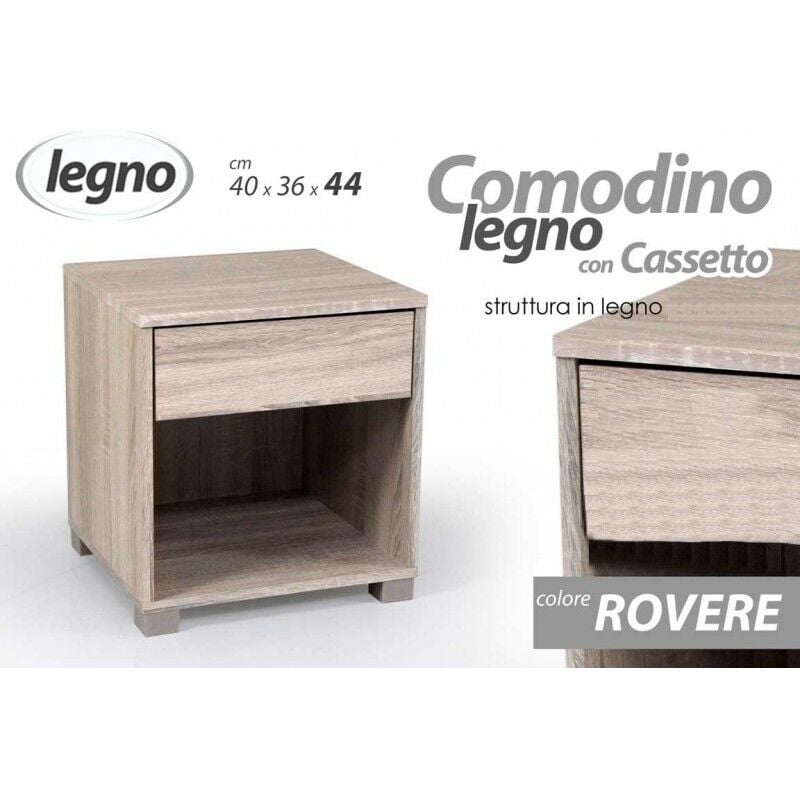 foto del prodotto argonauta comodino con cassetto letto rovere camera cm 40 x 36 x 44 h