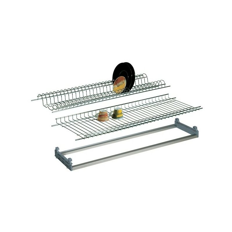 foto del prodotto argonauta kit scolapiatti cromato da incasso regolabile e vaschetta 76x25 cm