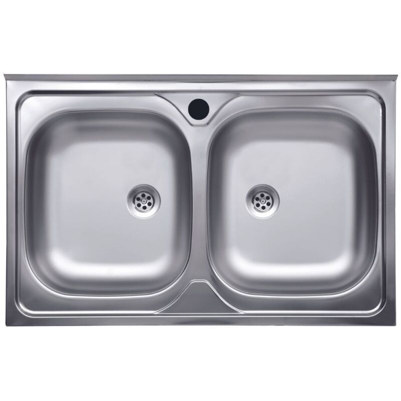 foto del prodotto argonauta lavello cucina acciaio appoggio 80x50 cm due vasche n214