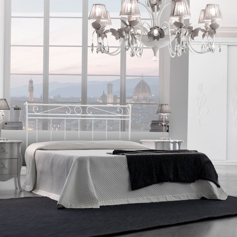foto del prodotto argonauta letto in ferro matrimoniale con giroletto in ferro bianco leonardo 170x202x h118 cm