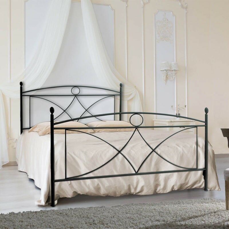 foto del prodotto argonauta letto in ferro matrimoniale con pediera nero alice 166x208x h128 cm