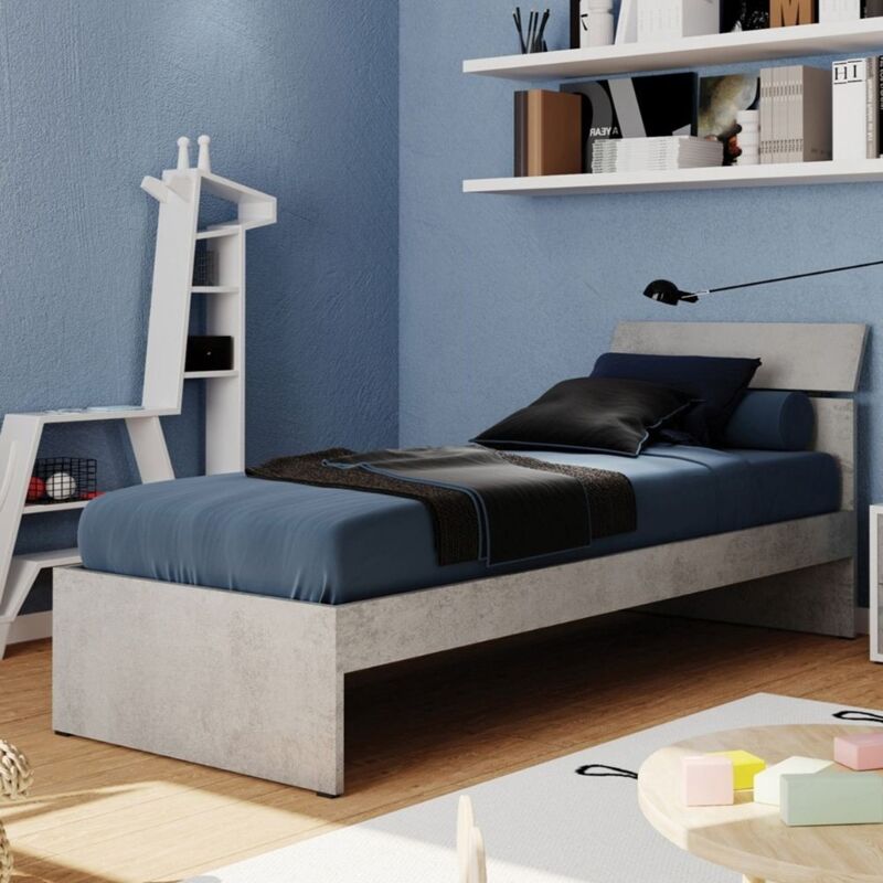 foto del prodotto argonauta letto singolo per camera colore grigio cemento cm 200x85xh 98