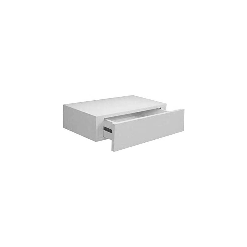 foto del prodotto argonauta mensola con con cassetto da parete sistema reggimensola a scomparsa colore bianco in legno mdf 40x24x10 cm