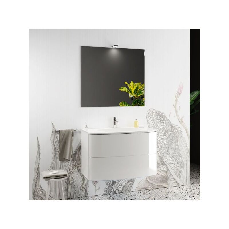 foto del prodotto argonauta mobile bagno sospeso con specchiera e lavabo integrato modello luna 90cm composizione completa mobo