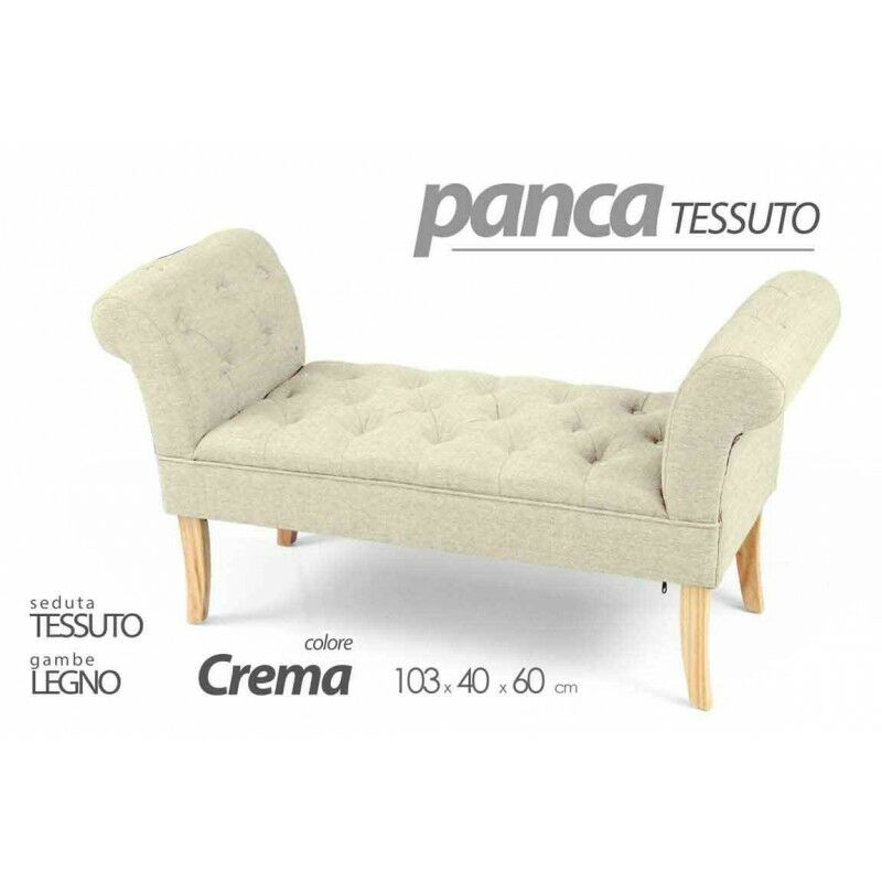 foto del prodotto argonauta panca retr in tessuto scendiletto crema cm 103 x 40 x 60 h