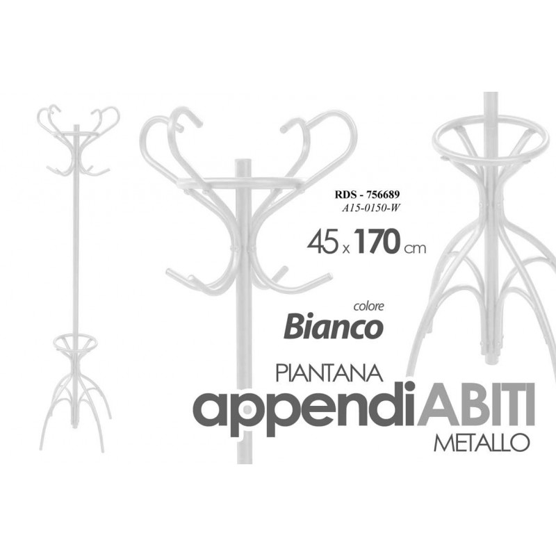 foto del prodotto argonauta piantana appendiabiti con portaombrelli metallo bianco cm 170