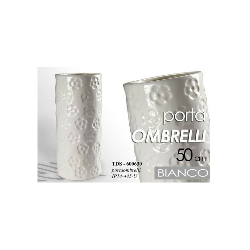 foto del prodotto argonauta portaombrelli in ceramica bianco fiori design cm 50 h