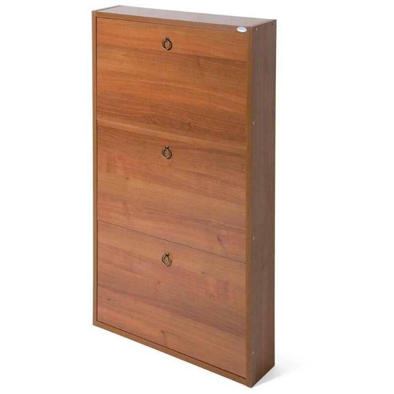foto del prodotto argonauta scarpiera slim noce antico in legno nobilitato 3 ribalte cm 108x65x15