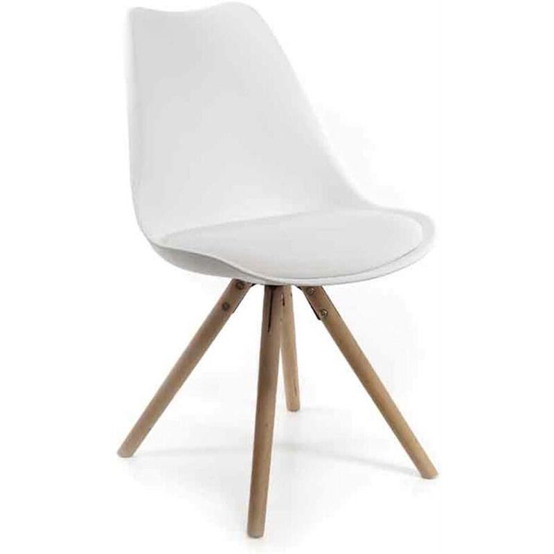 foto del prodotto argonauta sedia con seduta imbottita e gambe in legno 47 x 52 x h83 cm bianca