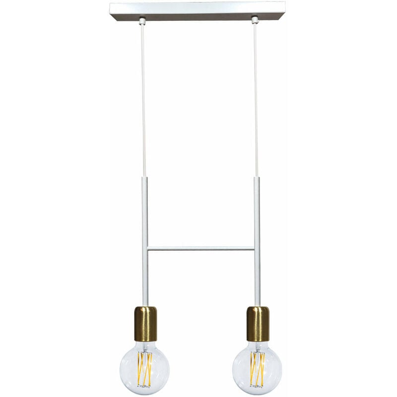 foto del prodotto argonauta sospensione 2xe27 montatura verniciata bianco oro satinato e energy elvira