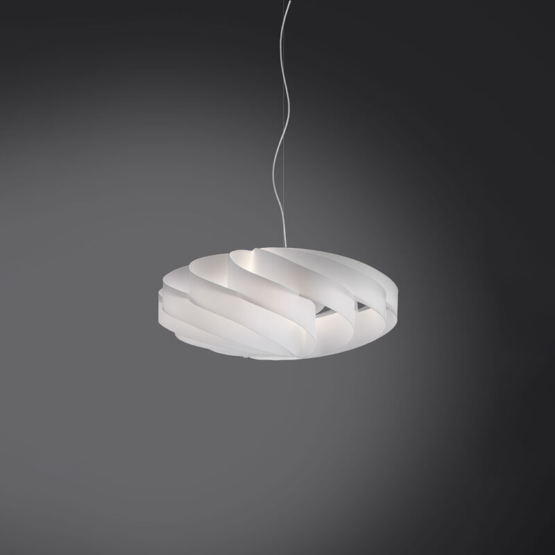 foto del prodotto argonauta sospensione moderna 1 luce flat in polilux bianco d50 made in italy