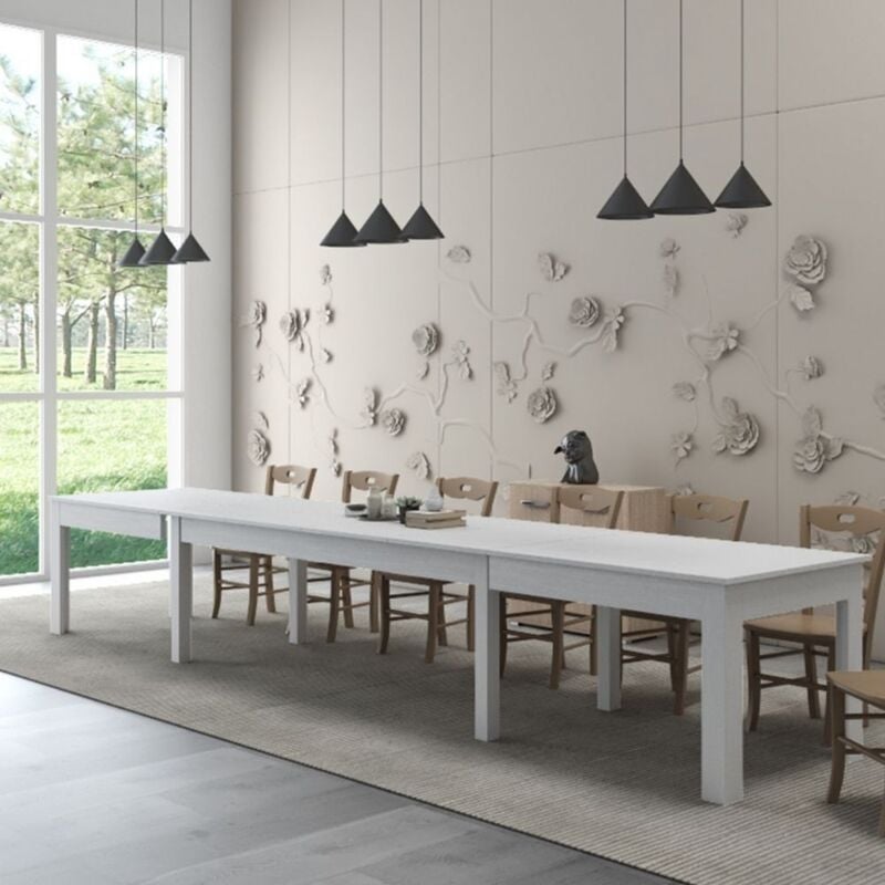 foto del prodotto argonauta tavolo allungabile in legno nobilitato bianco frassinato 160 320x90 cm