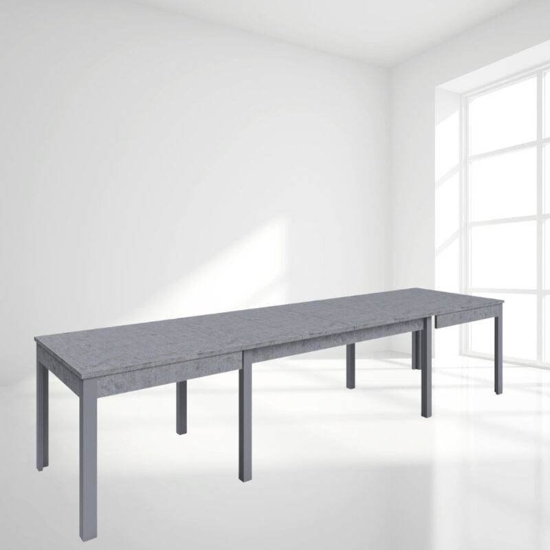 foto del prodotto argonauta tavolo allungabile in legno nobilitato grigio cemento 160 320x90 cm