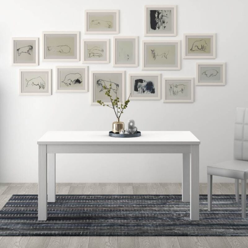 foto del prodotto argonauta tavolo pranzo allungabile bianco frassinato in legno nobilitato cm 85x140 180