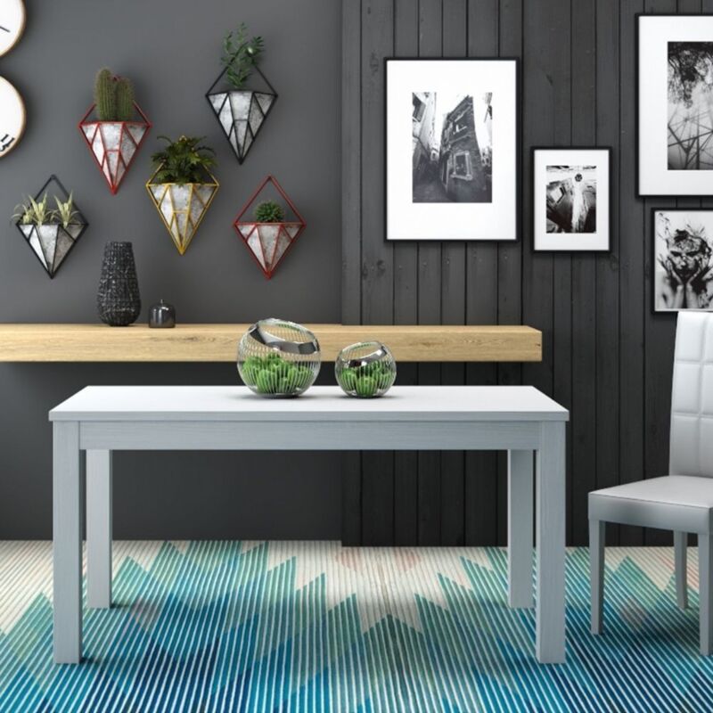foto del prodotto argonauta - tavolo pranzo allungabile bianco interamente legno nobilitato cm 90x160-240
