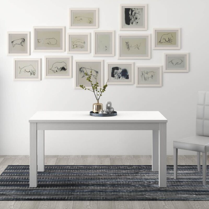 foto del prodotto argonauta tavolo pranzo allungabile interamente legno nobilitato cm 90x160 200 bianco