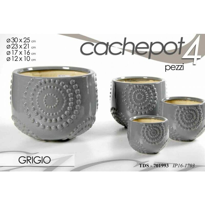 foto del prodotto argonauta vasi chachepot set 4 pz grigio decorato