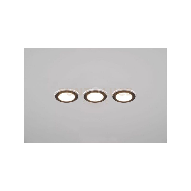 foto del prodotto argus kit 3 faretti da incasso led 1w 4w 350lm, 3000k rotondi bordo nero funzione rgb d. 8,2cm dimmerabile