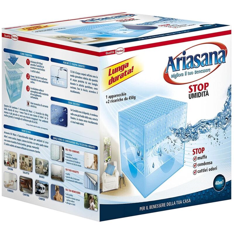 foto del prodotto ariasana kit kit maxi assorbi umidit deumidificatore per ambienti cubo con due scomparti