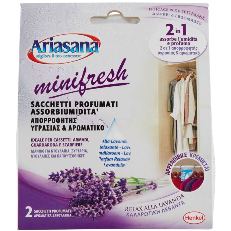 foto del prodotto ariasana sacchetti profumati lavanda assorbiumidit minifresh 2 saccehtti da 50g