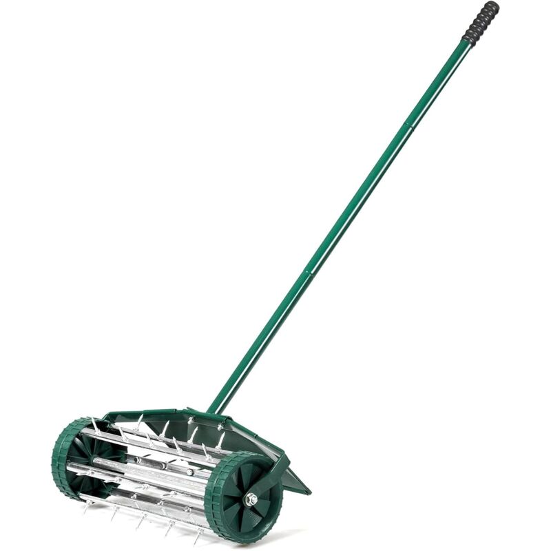 foto del prodotto arieggiatore manuale per prato, aeratore da giardino con rullo spinato e parafango, unghie da 3 cm, ideale per cortili, giardini e prato relax4life