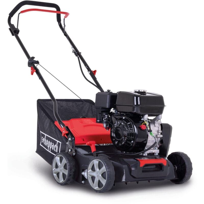 foto del prodotto arieggiatore scarificatore a scoppio 212cc 40 cm cestello 40 lt scheppach sc55p