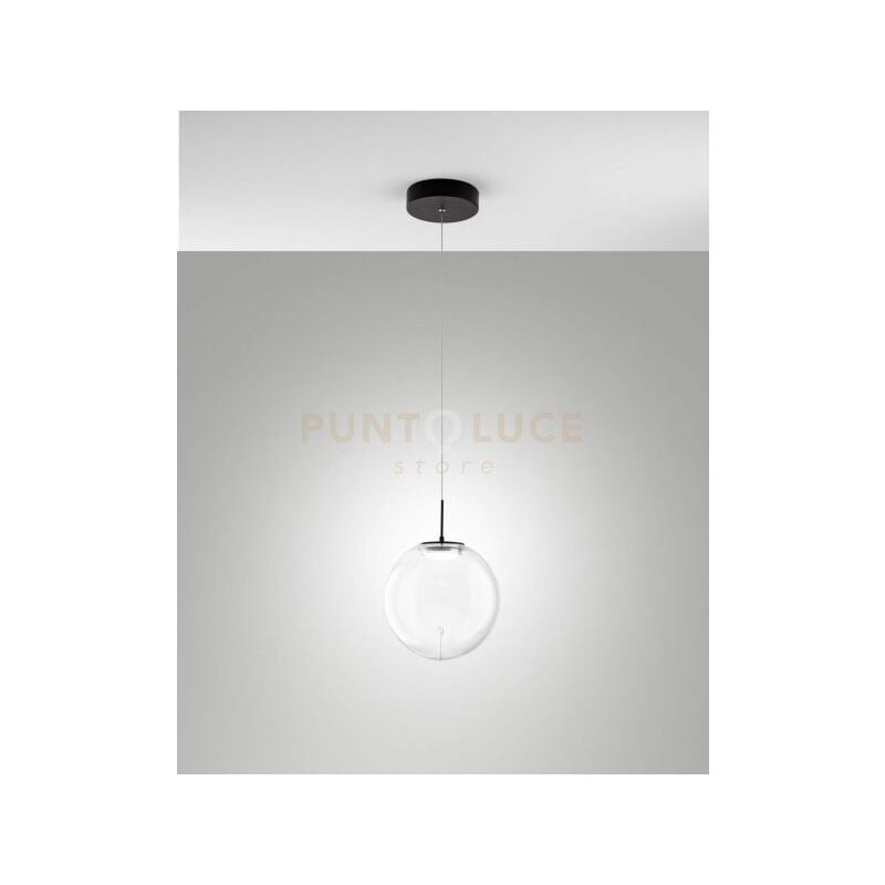 foto del prodotto ariel sospensione 1 luce traspararente goccia d.25cm a led cct 2700k 3000k 4000k 14w 1510 lm dimmerabile a step