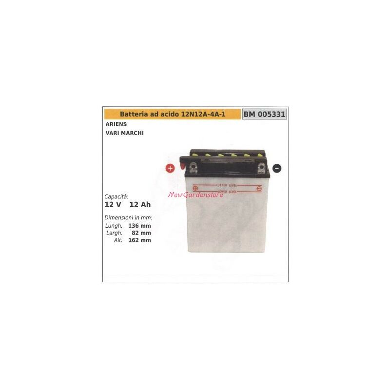 foto del prodotto ariens batteria ad acido 12n12a 4a 1 per vari marchi 12v 12ah 005331