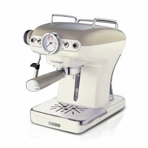 foto del prodotto ariete 1389 macchina da caff espresso di design per polvere e cialde ese filtro 1 e 2 tazze montalatte 850 watt linea vintage beige