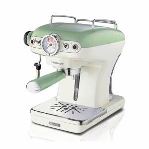 foto del prodotto ariete 1389 macchina da caff espresso di design per polvere e cialde ese filtro 1 e 2 tazze montalatte 850 watt linea vintage verde
