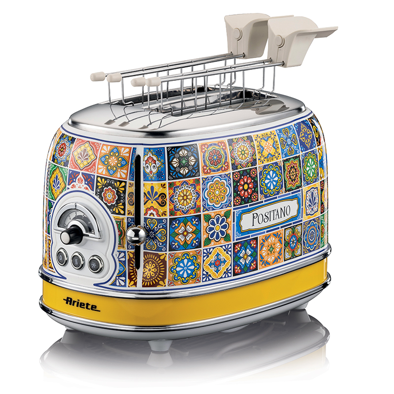 foto del prodotto ariete 155 tostapane positano, 810w, 2 fette, 6 livelli di doratura, vassoio raccogli briciole, funzione defrost, espulsione automatica