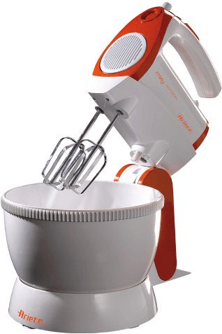 foto del prodotto ariete 1565 mixy professional - sbattitore elettrico con ciotola rotante - 5 velocità - 2 set di fruste in acciaio inox - 2,4 l - 300 watt - arancione