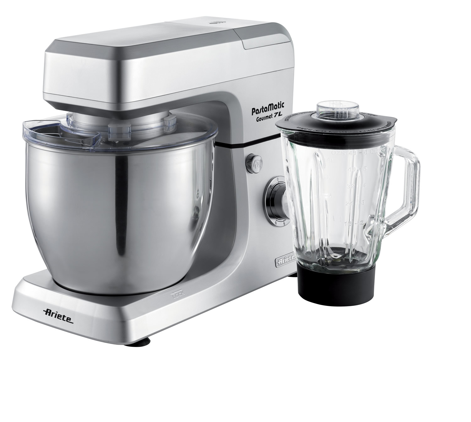 foto del prodotto ariete 1598 gourmet professional 7l metal impastatrice planetaria con frullatore ciotola in acciaio inox 7 l caraffa in vetro 1200 watt 6 velocit 