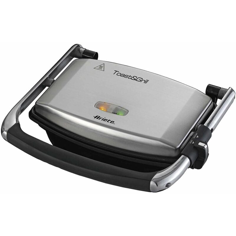 foto del prodotto ariete 1911 toast grill slim piastra elettrica antiaderente per toast e sandwich piastra rigata 1000 watt argento