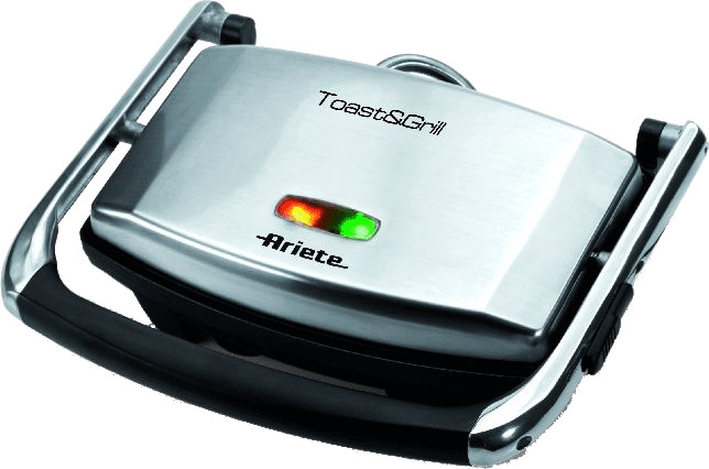 foto del prodotto ariete 1911 toast grill slim piastra elettrica antiaderente per toast e sandwich piastra rigata 1000 watt argento