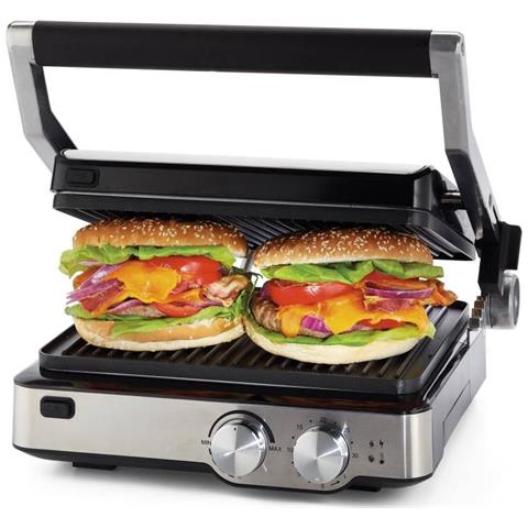 foto del prodotto ariete 1918 grill taste griglia elettrica piastre antiaderenti removibili basculanti apertura 180 5 temperature 2000 watt acciaio inox