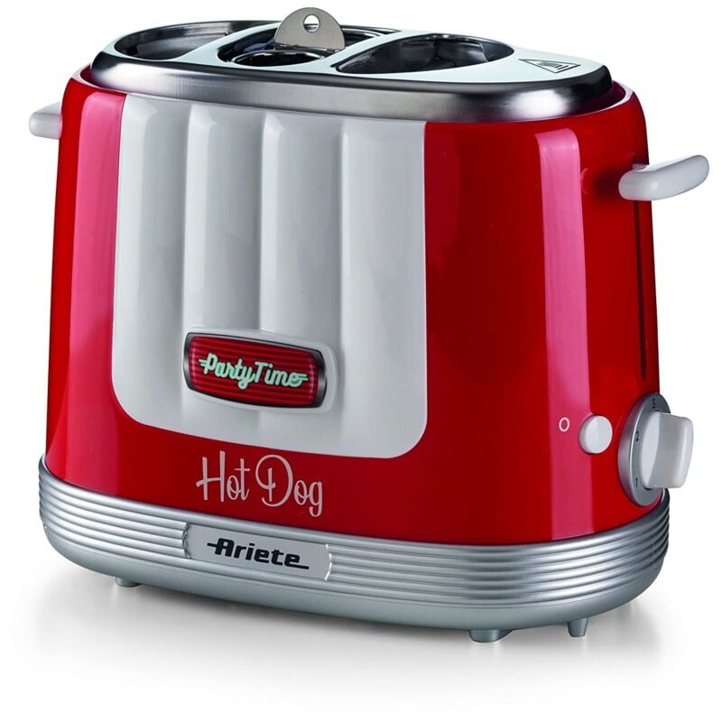 foto del prodotto ariete 206 hot dog maker party time, macchina per hot dog con 4 spazi di cottura, 5 livelli di cottura, macchina hot dog espulsione automatica, 650w,