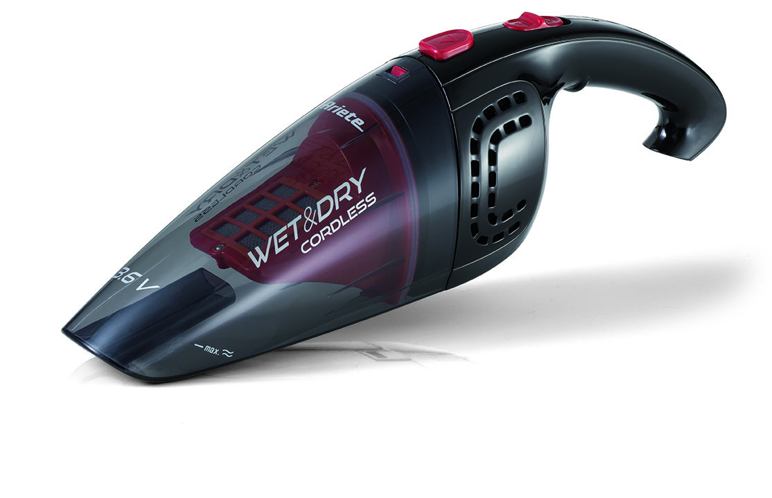 foto del prodotto ariete 2474 wet dry cordless aspirabriciole e liquidi senza fili batteria ricaricabile accessori inclusi viola e nero