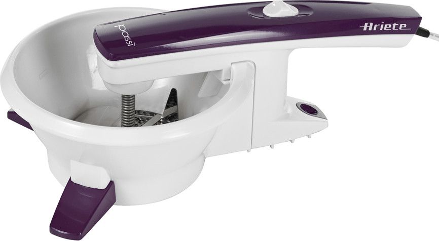 foto del prodotto ariete 261 passì - passaverdure elettrico - 3 dischi acciaio inox - adattabile a qualsiasi recipiente - 25 watt - bianco e arancio - 261 00